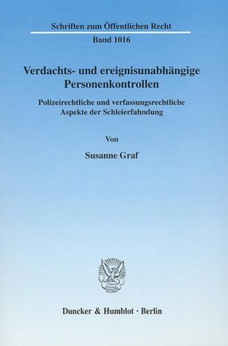 Verdachts- und ereignisunabhängige Personenkontrollen. (Ebook - pdf) 