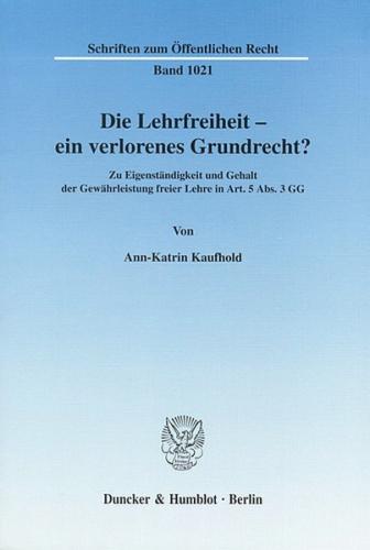 Die Lehrfreiheit - ein verlorenes Grundrecht? (Ebook - pdf) 