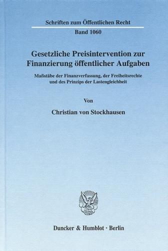 Gesetzliche Preisintervention zur Finanzierung öffentlicher Aufgaben. (Ebook - pdf) 