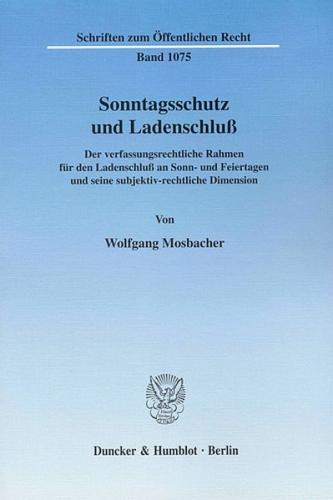 Sonntagsschutz und Ladenschluß. (Ebook - pdf) 