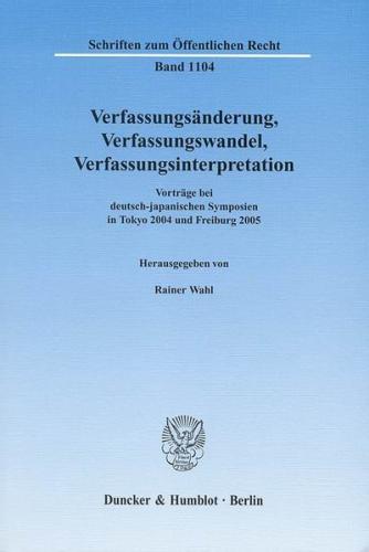 Verfassungsänderung, Verfassungswandel, Verfassungsinterpretation. (Ebook - pdf) 