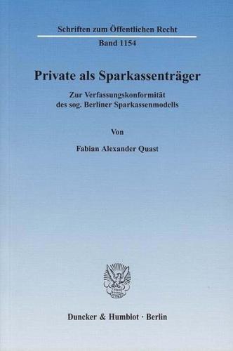 Private als Sparkassenträger. (Ebook - pdf) 