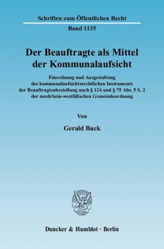 Der Beauftragte als Mittel der Kommunalaufsicht. (Ebook - pdf) 