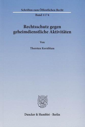 Rechtsschutz gegen geheimdienstliche Aktivitäten. (Ebook - pdf) 