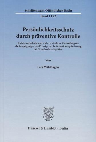 Persönlichkeitsschutz durch präventive Kontrolle. (Ebook - pdf) 