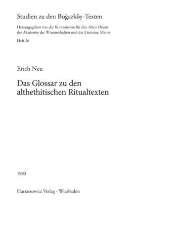 Glossar zu den althethitischen Ritualtexten 