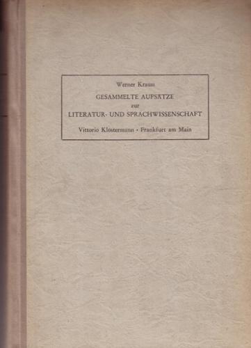 Gesammelte Aufsätze zur Literatur- und Sprachwissenschaft 