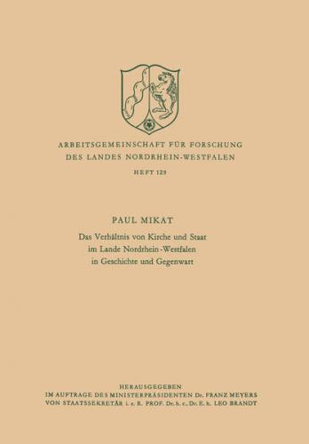 Das Verhältnis von Kirche und Staat im Lande Nordrhein-Westfalen in Geschichte und Gegenwart (Ebook - pdf) 