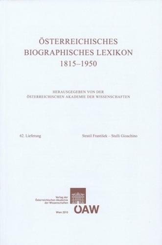 Österreichisches Biographisches Lexikon 1815-1950 / Österreichisches Biographisches Lexikon Lieferung 62 