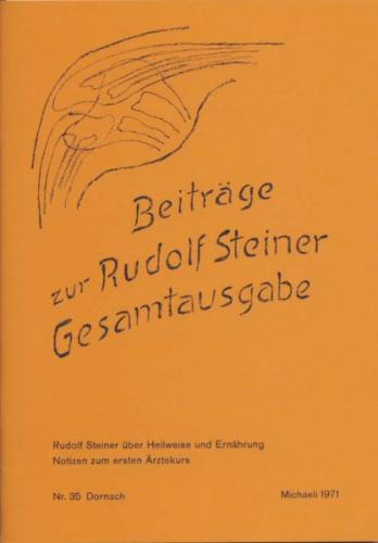 Beiträge zur Rudolf Steiner Gesamtausgabe, Heft 35 