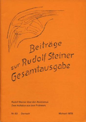 Beiträge zur Rudolf Steiner Gesamtausgabe, Heft 63 