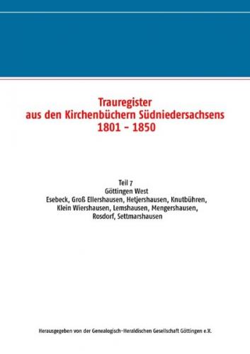 Trauregister aus den Kirchenbüchern Südniedersachsens 1801 - 1850 
