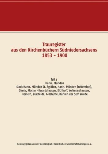 Trauregister aus den Kirchenbüchern Südniedersachsens 1853 - 1900 