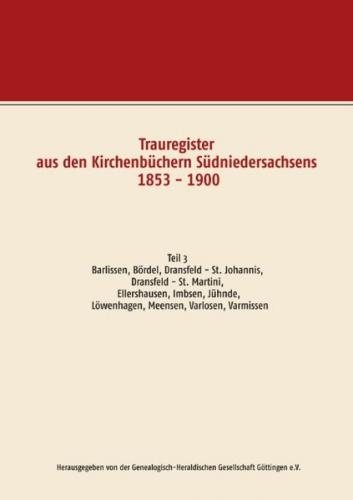 Trauregister aus den Kirchenbüchern Südniedersachsens 1853 - 1900 