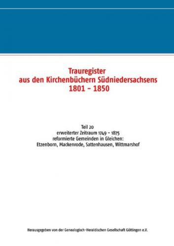 Trauregister aus den Kirchenbüchern Südniedersachsens 1801 - 1850 