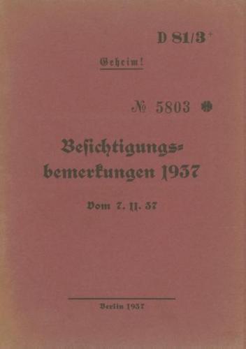 D 81/3+ Besichtigungsbemerkungen 1937 - Geheim 