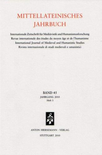 Mittellateinisches Jahrbuch. Internationale Zeitschrift für Mediävistik und Humanismusforschung 