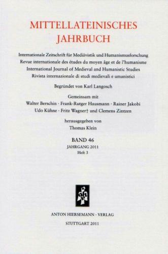 Mittellateinisches Jahrbuch. Internationale Zeitschrift für Mediävistik und Humanismusforschung 