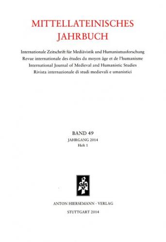Mittellateinisches Jahrbuch. Internationale Zeitschrift für Mediävistik und Humanismusforschung 