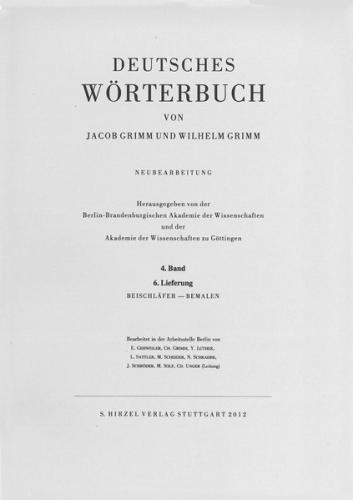 Grimm, Dt. Wörterbuch Neubearbeitung 