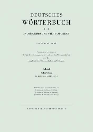 Grimm, Dt. Wörterbuch Neubearbeitung 