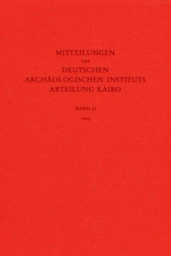 Mitteilungen des Deutschen Archäologischen Instituts. Abteilung Kairo 