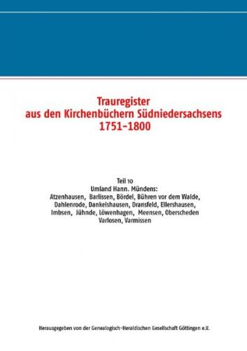Trauregister aus den Kirchenbüchern Südniedersachsens 1751-1800 