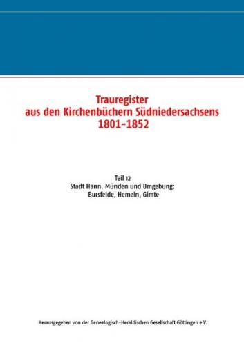 Trauregister aus den Kirchenbüchern Südniedersachsens 1801-1852 