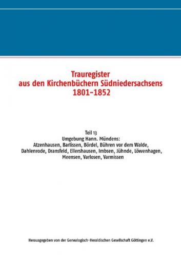 Trauregister aus den Kirchenbüchern Südniedersachsens 1801-1852 