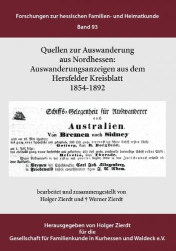 Auswanderungsanzeigen aus dem Hersfelder Kreisblatt 1854-1892 