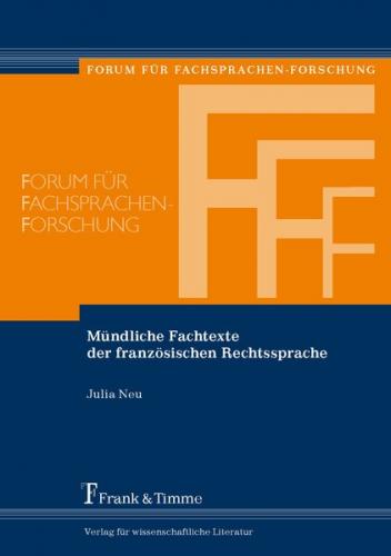 Mündliche Fachtexte der französischen Rechtssprache 