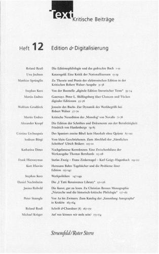 Text. Kritische Beiträge / Text. Kritische Beiträge. Edition & Digitalisierung 
