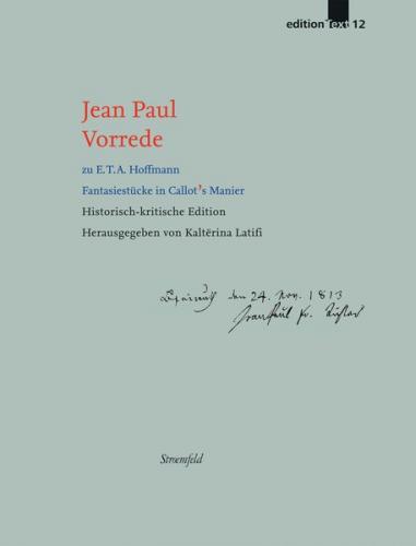 Vorrede zu E.T.A. Hoffmann 'Fantasiestücke in Callot’s Manier' 
