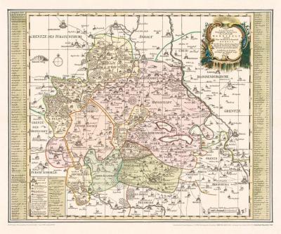 Historische Karte: Grafschaft MANSFELD nebst denen Ämtern Sangerhausen, Querfurt, Sittichenbach und Allstedt 1760. (Plano) 