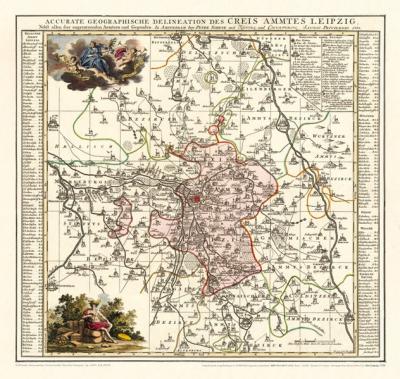 Historische Karte: Stadt und Amt Leipzig, 1758 (Plano) 