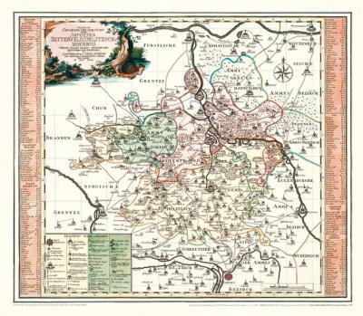 Historische Karte: Ämter Bitterfeld, Delitzsch und Zoerbig, 1758 (Plano) 