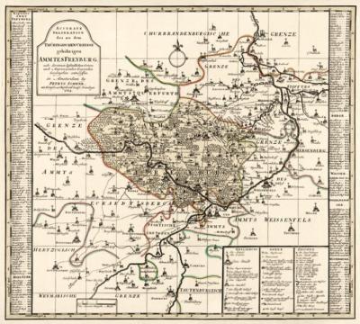 Historische Karte: Amt Freyburg 1754 (Plano) 