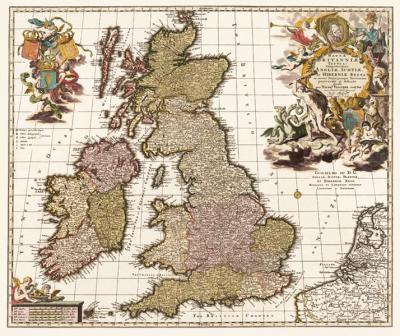Historische Karte: Großbritannien, Irland, Schottland 1717 (gerollt) 