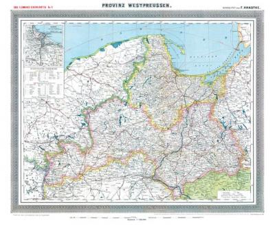 Historische Karte: Provinz WESTPREUSSEN im Deutschen Reich - um 1905 [gerollt] 