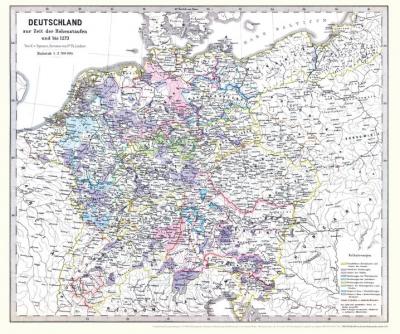 Historische Karte: DEUTSCHLAND zur Zeit der Hohenstaufen und bis 1273 (Plano) 
