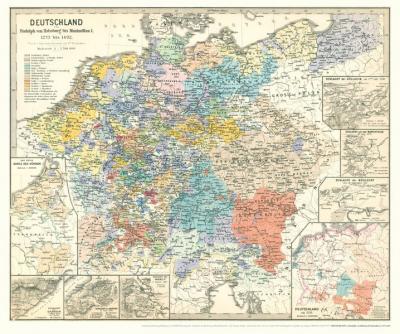 Historische Karte: DEUTSCHLAND von Rudolph von Habsburg bis Maximilian I. 1273–1492 (Plano) 