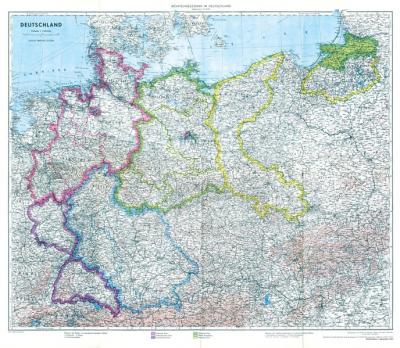 Historische Karte: Deutschland mit Besatzungszonen - 1. September 1945 (plano) 