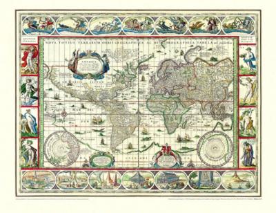 Historische WELTKARTE 1635 – Willem Janszoon Blaeu [gerollt] 