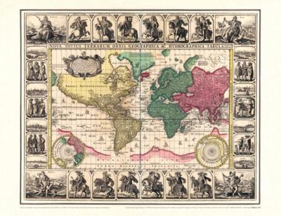 Historische WELTKARTE 1652 – Visscher (Plano 62 x 48 cm) 
