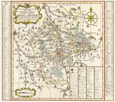 Historische Karte: Ämter Grimma und Mutzschen 1753 (Plano) 