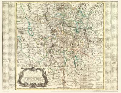 Historische Karte: Ämter Colditz, Leisnig, Rochlitz , Schulamt Grimma mit Mügeln und Sornzig 1749 (Plano) 