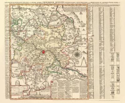 Historische Karte: Amt Dresden mit den Ämtern Moritzburg, Radberg, Dippoldiswalde und Lausnitz, um 1750 (Plano) 