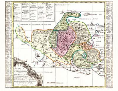 Historische Karte: Grafschaft STOLBERG 1757 (Plano). 