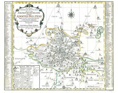 Historische Karte: Amt BELZIG, 1758 [gerollt] 