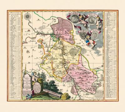 Historische Karte: Stifts Amt Wurzen mit den Ämtern Eilenburg und Düben 1757 (Plano) 